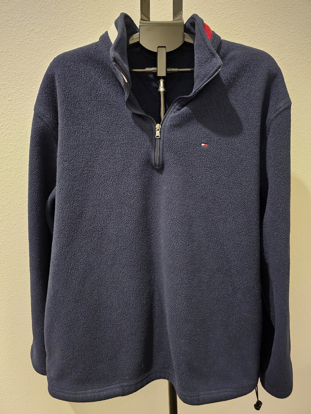 Tommy Hilfiger 1/4Zip Fleece Pullover Jacket Navy Blue Mens Size XXL,Vintage 90s